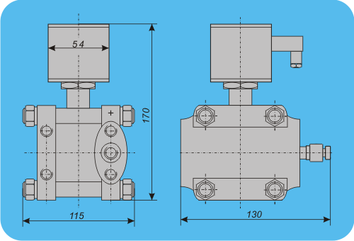 Датчик абсолютного давления Корунд-ДД-А. Габариты