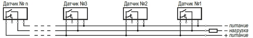 Вариант параллельного подключения датчиков ДСКЛ-ИВ