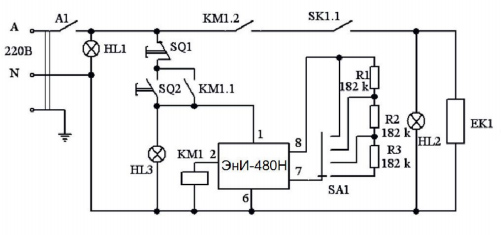 Схема подключения реле времени ЭнИ-480Н
