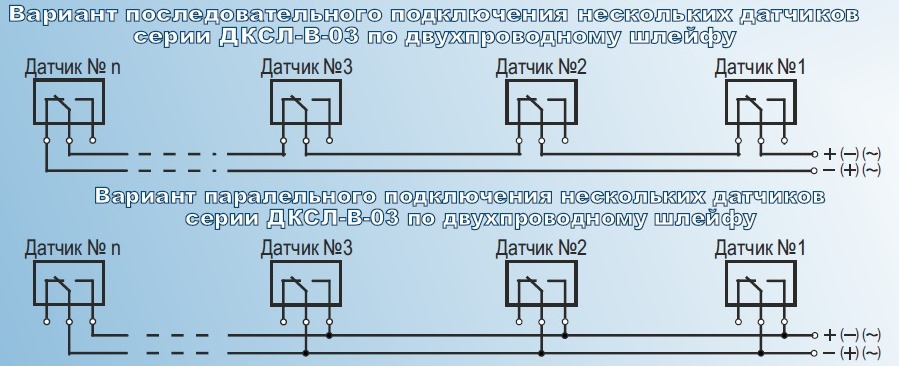 Варианты подключения датчиков ДСКЛ-В-03